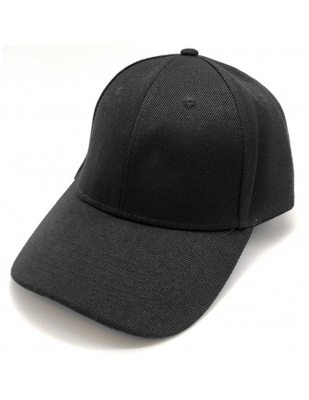 Tradineur - Gorra clásica de adulto con ajuste posterior de velcro, 100% poliéster, accesorio deporte, skate, aire libre (Negro,