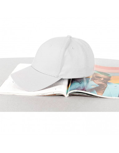 Tradineur - Gorra de adulto clásica con ajuste posterior de velcro, 100% poliéster, accesorio deporte, skate, aire libre (Blanco
