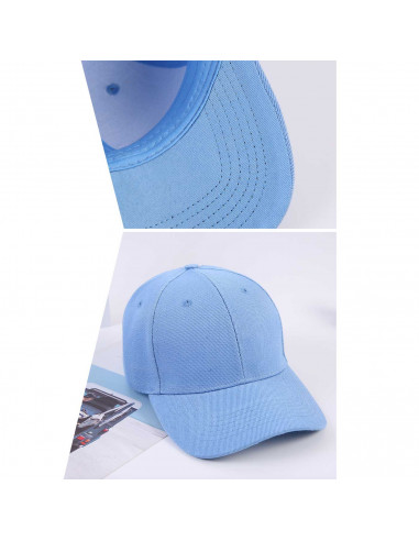 Tradineur - Gorra con ajuste posterior de velcro, adulto, clásica, 100% poliéster, accesorio deporte, skate, aire libre (Azul cl