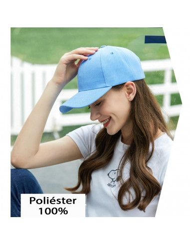 Tradineur - Gorra con ajuste posterior de velcro, adulto, clásica, 100% poliéster, accesorio deporte, skate, aire libre (Azul cl