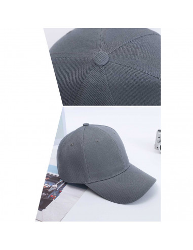 Tradineur - Gorra con ajuste posterior de velcro, adulto, 100% poliéster, accesorio deporte, skate, aire libre (Gris oscuro, tal