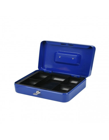 Tradineur - Caja de caudales portátil de metal con portamonedas interior, cerradura mediante llave, 25 x 20 x 9 cm (Color surtid