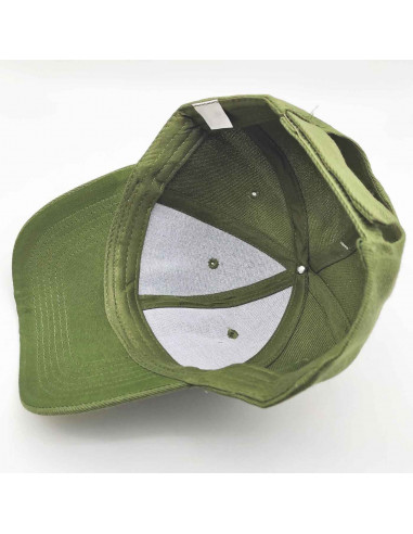 Tradineur - Gorra clásica adulto, 100% poliéster, ajuste posterior de velcro, accesorio deporte, skate, aire libre (Verde oliva,