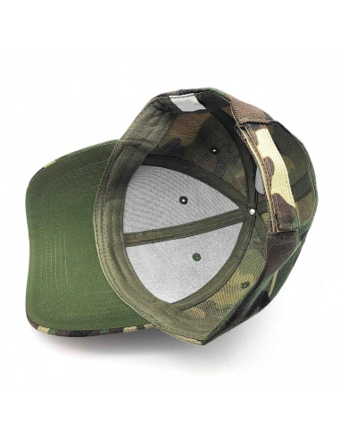 Tradineur - Gorra militar de adulto, 100% poliéster, ajuste posterior de velcro, accesorio deporte, skate, aire libre (Camuflaje