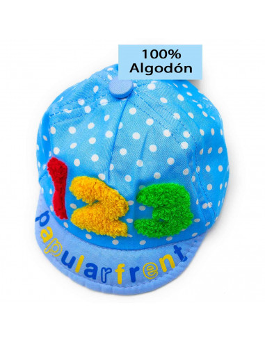 Tradineur - Gorra de bebé con goma para barbilla, 100% algodón, suave, verano, protección solar, unisex, 0 - 3 meses, color alea