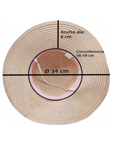Tradineur - Sombrero de mujer con flor, paja flexible, ala ancha y goma de barbilla, protección solar, playa, piscina, aire libr