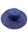 Tradineur - Sombrero de mujer con gemas, paja flexible, ala ancha y goma de barbilla, protección solar, playa, piscina, aire lib