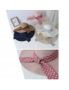 Tradineur - Sombrero de mujer con cinta de lunares, paja flexible, ala ancha y goma de barbilla, protección solar, playa, aire l