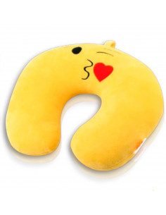 Tradineur - Cojín de viaje con diseño de emoji, almohada para cuello de poliéster, suave y liviana, alivio de estrés, reposacabe