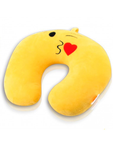Tradineur - Cojín de viaje con diseño de emoji, almohada para cuello de poliéster, suave y liviana, alivio de estrés, reposacabe