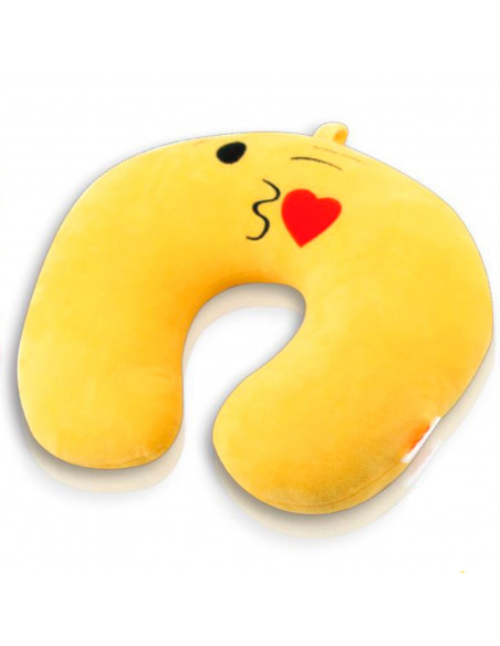 Tradineur - Cojín de viaje con diseño de emoji, almohada para cuello de poliéster, suave y liviana, alivio de estrés, reposacabe