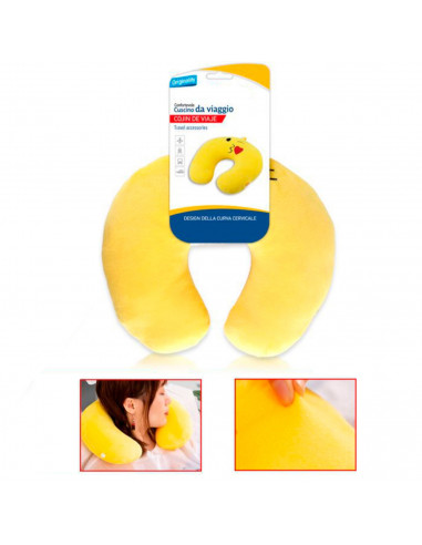 Tradineur - Cojín de viaje con diseño de emoji, almohada para cuello de poliéster, suave y liviana, alivio de estrés, reposacabe