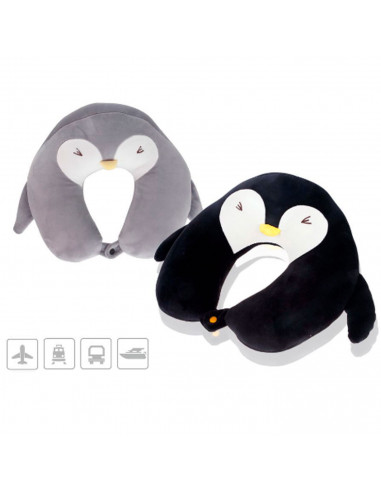 Tradineur - Cojín de viaje con forma de pingüino, almohada para cuello de spandex, suave y liviana, alivio de estrés, reposacabe