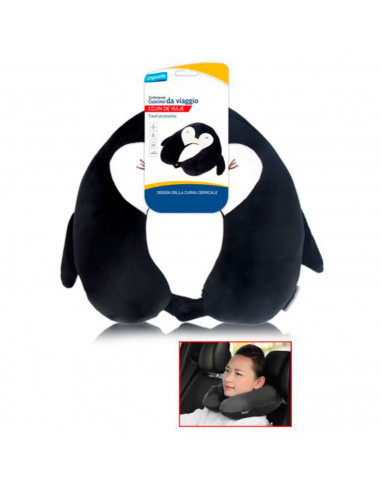 Tradineur - Cojín de viaje con forma de pingüino, almohada para cuello de spandex, suave y liviana, alivio de estrés, reposacabe