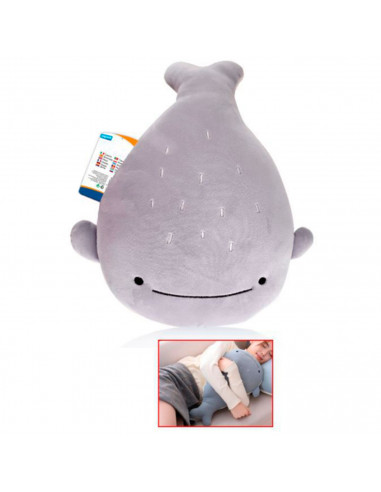 Tradineur - Almohada de viaje con forma de ballena, cojín de poliéster, suave y liviana, alivio de estrés, reposacabezas, 42 x 2
