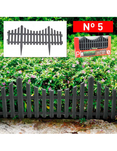 Tradineur - Valla de plástico decorativa de jardín - Borde para cespéd, plantas, flores, decoración de exterior - N.º 5 - 32,5 x