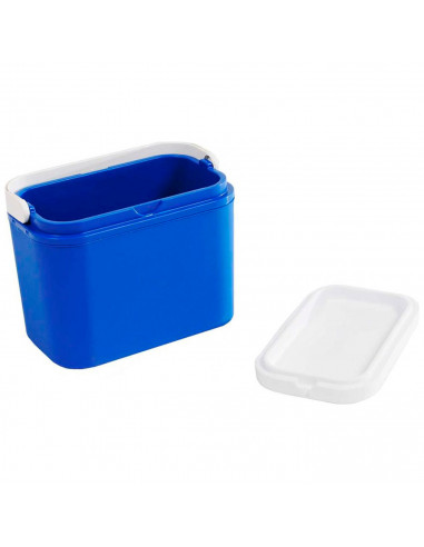 Tradineur - Nevera portátil con asa, polipropileno, porta alimentos y bebidas para playa, acampada (Azul y blanco, 10 litros, 25