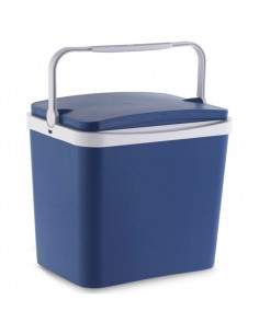 Tradineur - Nevera portátil rígida con asa, polipropileno, porta alimentos y bebidas para playa, acampada (Azul y blanco, 24 lit