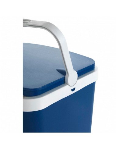 Tradineur - Nevera portátil rígida con asa, polipropileno, porta alimentos y bebidas para playa, acampada (Azul y blanco, 24 lit