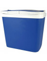 Tradineur - Nevera portátil rígida con asa, polipropileno, porta alimentos y bebidas para playa, acampada (Azul y blanco, 24 lit