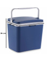 Tradineur - Nevera portátil rígida con asa, polipropileno, porta alimentos y bebidas para playa, acampada (Azul y blanco, 24 lit