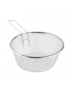 Tradineur - Cestillo freidor y escurridor de acero inoxidable, de 24 cm de diámetro y 9 cm de alto. Cesto para realizar labores