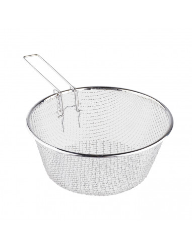 Tradineur - Cestillo freidor y escurridor de acero inoxidable, de 24 cm de diámetro y 9 cm de alto. Cesto para realizar labores