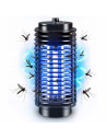 Tradineur - Lámpara antimosquitos eléctrica 3 W, luz portátil atrapa insectos, trampa para moscas, polillas, hogar, jardín (Negr