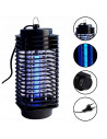 Tradineur - Lámpara antimosquitos eléctrica 3 W, luz portátil atrapa insectos, trampa para moscas, polillas, hogar, jardín (Negr