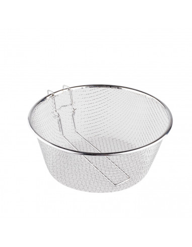 Tradineur - Cestillo freidor y escurridor de acero inoxidable, de 24 cm de diámetro y 9 cm de alto. Cesto para realizar labores