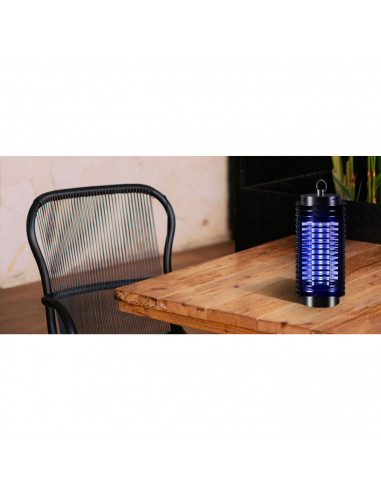 Tradineur - Lámpara antimosquitos eléctrica 3 W, luz portátil atrapa insectos, trampa para moscas, polillas, hogar, jardín (Negr