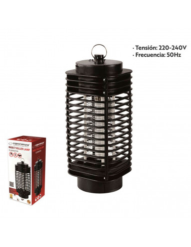Tradineur - Lámpara antimosquitos eléctrica 3 W, luz portátil atrapa insectos, trampa para moscas, polillas, hogar, jardín (Negr
