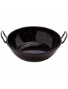 Tradineur - Paellera honda con asas, acero esmaltado, 1 ración, cocinar paella, arroces, apta para cocina de gas y horno (Negro,