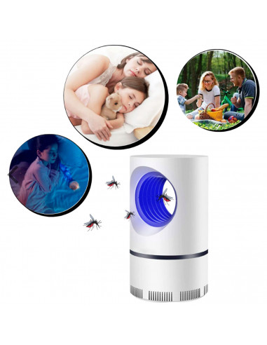 Tradineur - Lámpara antimosquitos 5 W, cable usb, luz portátil atrapa insectos, trampa para moscas, polillas, hogar, jardín, 21,