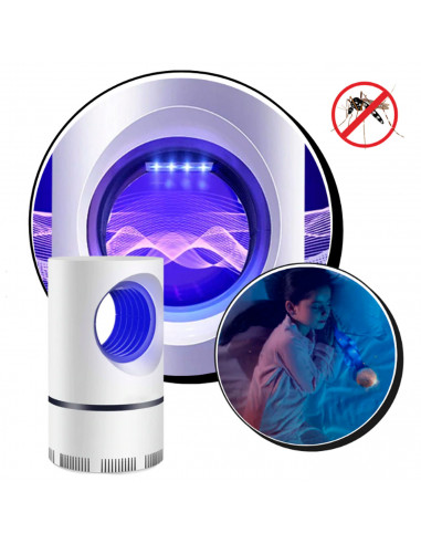 Tradineur - Lámpara antimosquitos 5 W, cable usb, luz portátil atrapa insectos, trampa para moscas, polillas, hogar, jardín, 21,