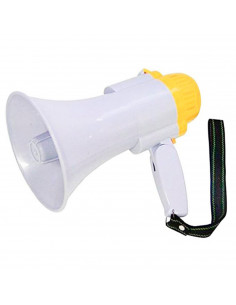 Tradineur - Megáfono con mango plegable, altavoz portátil profesional con ajuste de volumen, sirena y grabadora de sonido, 25 x