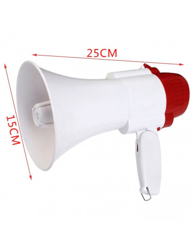 Tradineur - Megáfono con mango plegable, altavoz portátil profesional con ajuste de volumen, sirena y grabadora de sonido, 25 x