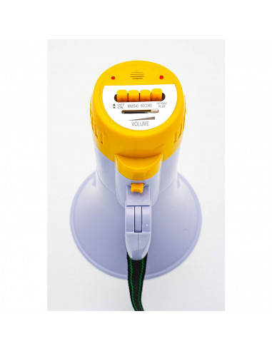Tradineur - Megáfono con mango plegable, altavoz portátil profesional con ajuste de volumen, sirena y grabadora de sonido, 25 x