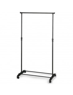 Tradineur - Perchero con ruedas extensible, acero y plástico, incluye barra y estante para calzado, altura regulable, fácil mont