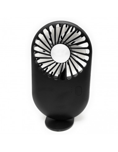 Tradineur - Mini ventilador portátil recargable con soporte, ventilador de mano, 3 velocidades, silencioso, diseño compacto, 13,
