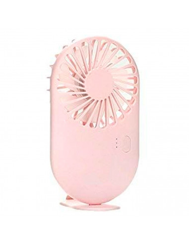 Tradineur - Mini ventilador portátil recargable con soporte, ventilador de mano, 3 velocidades, silencioso, diseño compacto, 13,