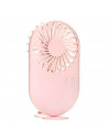 Tradineur - Mini ventilador portátil recargable con soporte, ventilador de mano, 3 velocidades, silencioso, diseño compacto, 13,