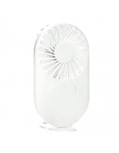 Tradineur - Mini ventilador portátil recargable con soporte, ventilador de mano, 3 velocidades, silencioso, diseño compacto, 13,