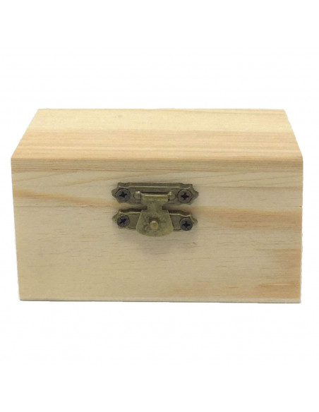 Tradineur - Caja rectangular de madera natural sin tratar con cierre metálico, cajita de almacenaje para joyas, manualidades, 5 Tradineur - Caja rectangular de madera natural sin tratar con cierre metálico, cajita de almacenaje para joyas, manualidades, 5