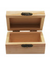 Tradineur - Caja rectangular de madera natural sin tratar con cierre metálico, cajita de almacenaje para joyas, manualidades, 5