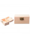 Tradineur - Caja rectangular de madera natural sin tratar con cierre metálico, cajita de almacenaje para joyas, manualidades, 5