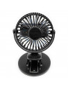 Tradineur - Mini ventilador recargable portátil con pinza, rotación 360º, 3 velocidades, silencioso, diseño compacto, 22 x 10,5