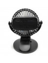 Tradineur - Mini ventilador recargable portátil con pinza, rotación 360º, 3 velocidades, silencioso, diseño compacto, 22 x 10,5