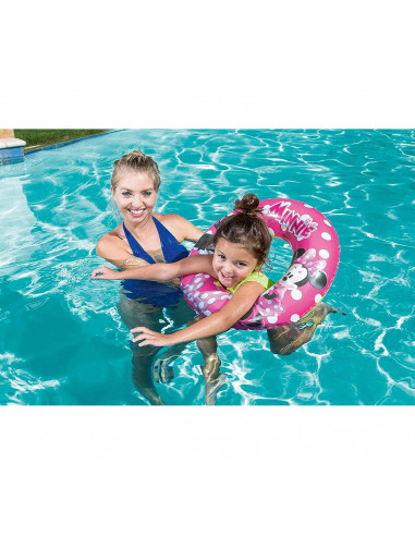 Tradineur - Flotador hinchable infantil de Minnie Mouse, vinilo, incluye válvula de seguridad, inflable para niñas, playa y pisc