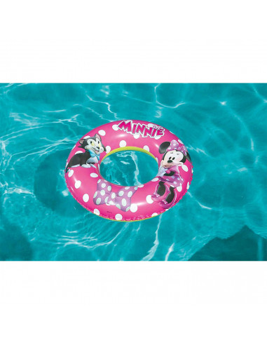 Tradineur - Flotador hinchable infantil de Minnie Mouse, vinilo, incluye válvula de seguridad, inflable para niñas, playa y pisc